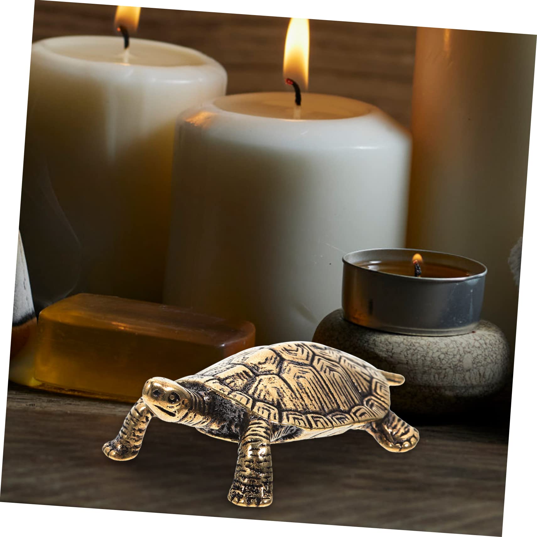 Levemolo Brass Turtle Educational Figurine Tortoise Feng Shui Handmade Bronze Ornament Gold Turtle Office Turtle Ornament Turtle Figure Turtle Ashtray Bronze Turtle Statue Solar Sea Golden