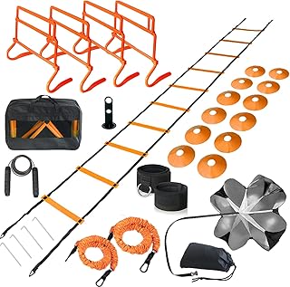 Kvittra Adjustable Speed Training Hurdles Fitness & Speed Training Equipment with Agility Ladder - Plyometric Fitness & Sp...