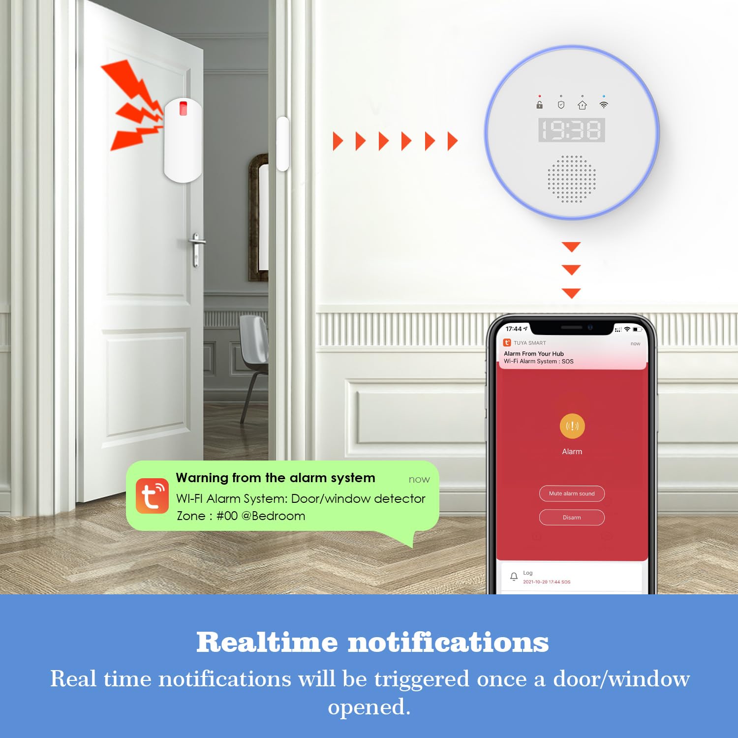 YISEELE Antifurto casa con 15 pezzi, Allarme casa senza fili, 2.4G/5G Allarme casa con 1 PIR Sensore, 10 Sensori Per Porte E Finestre E 1 Sirena E 2 Telecomandi, Tramite App, Compatibile con Alexa