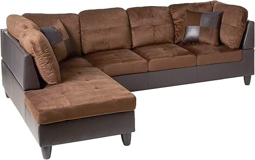 Miniatura 4 de Beverly Fine Furniture Andes - Juego de sofá de piel de microfibra con otomana, color marrón