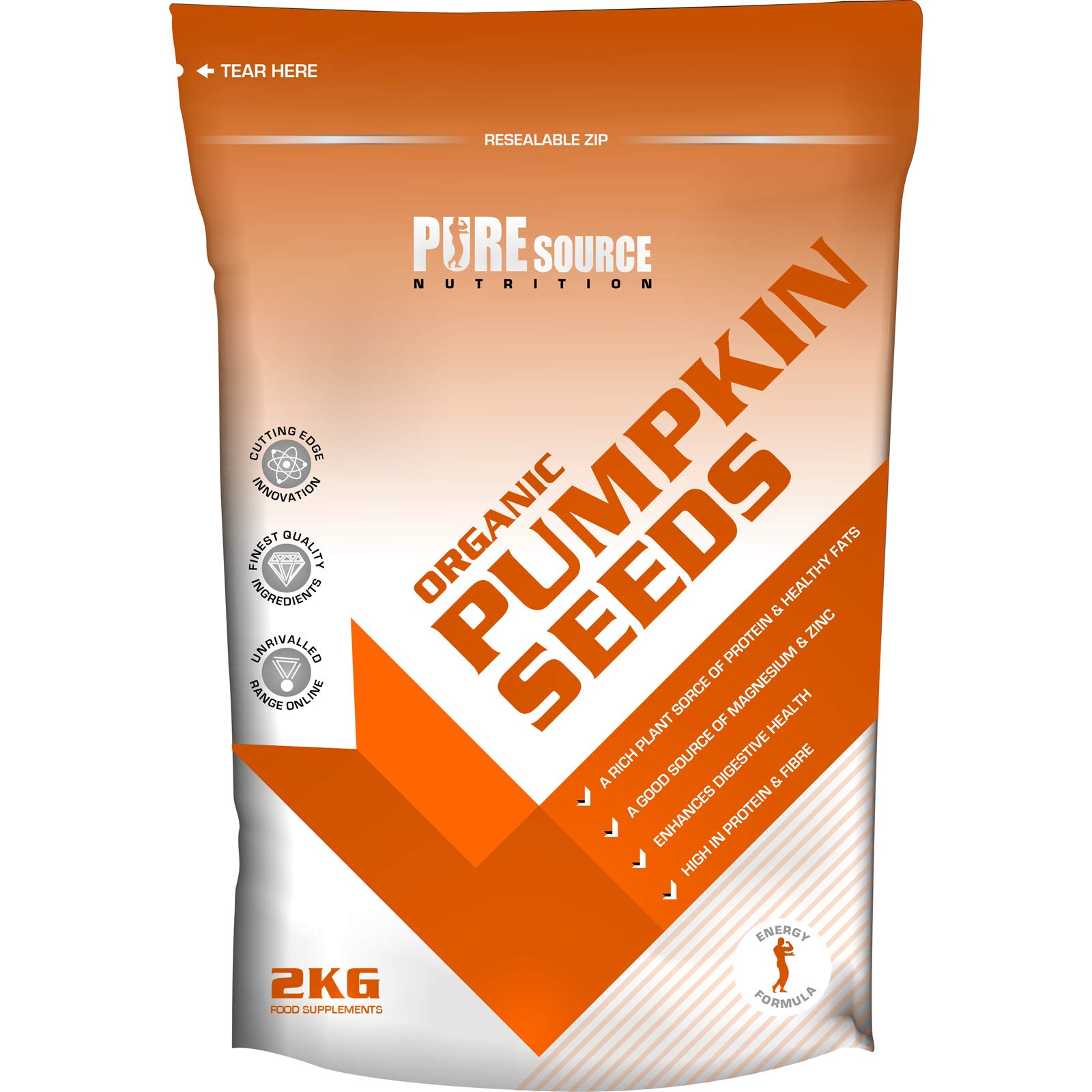 PSN Organic Vegan Pumpkin Seeds 2KG / 2000g RAW - GMO Free - AA Frade - No Additives