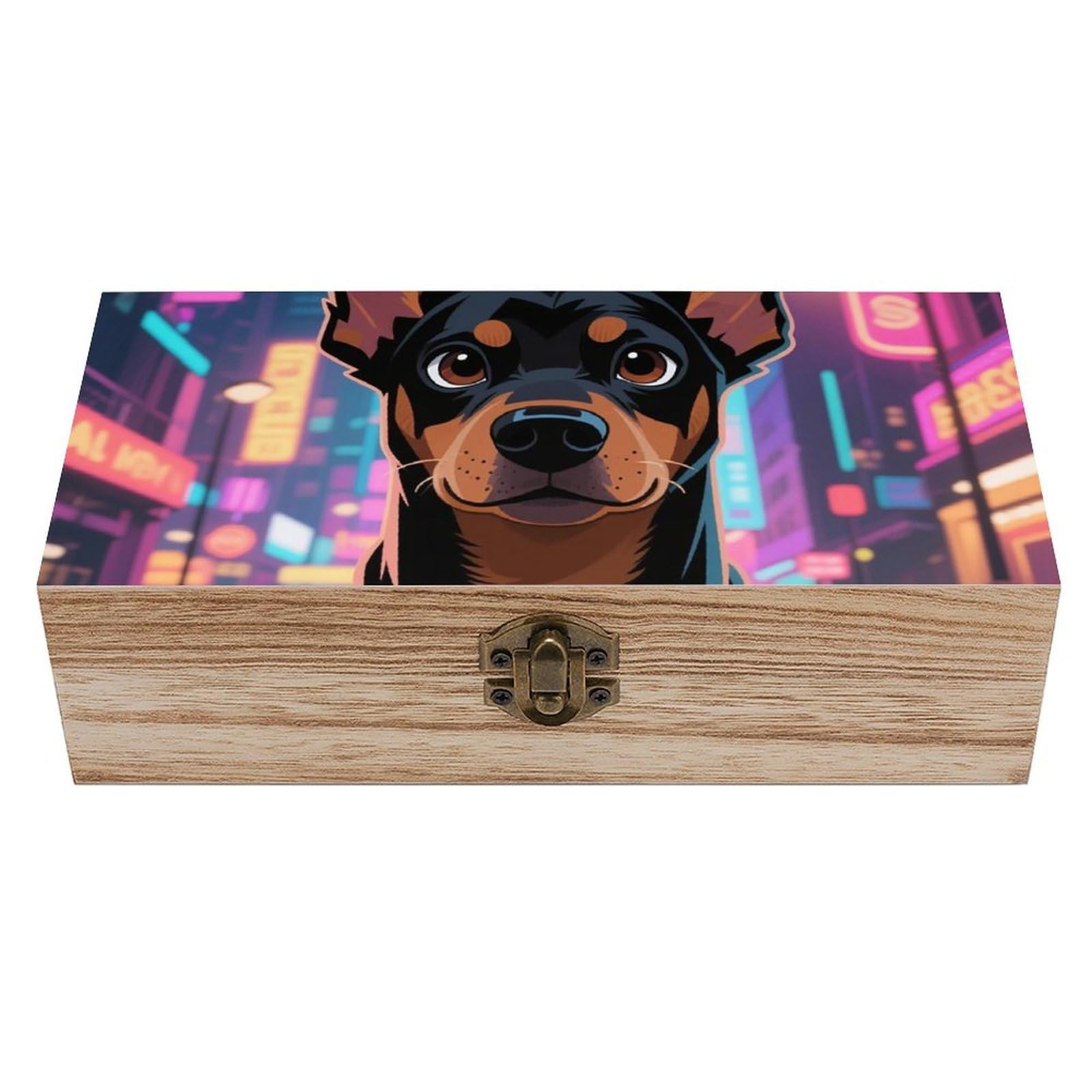 asbwuo Pinscher Wooden Keepsake Box Storage Boxes with Hinged Lid