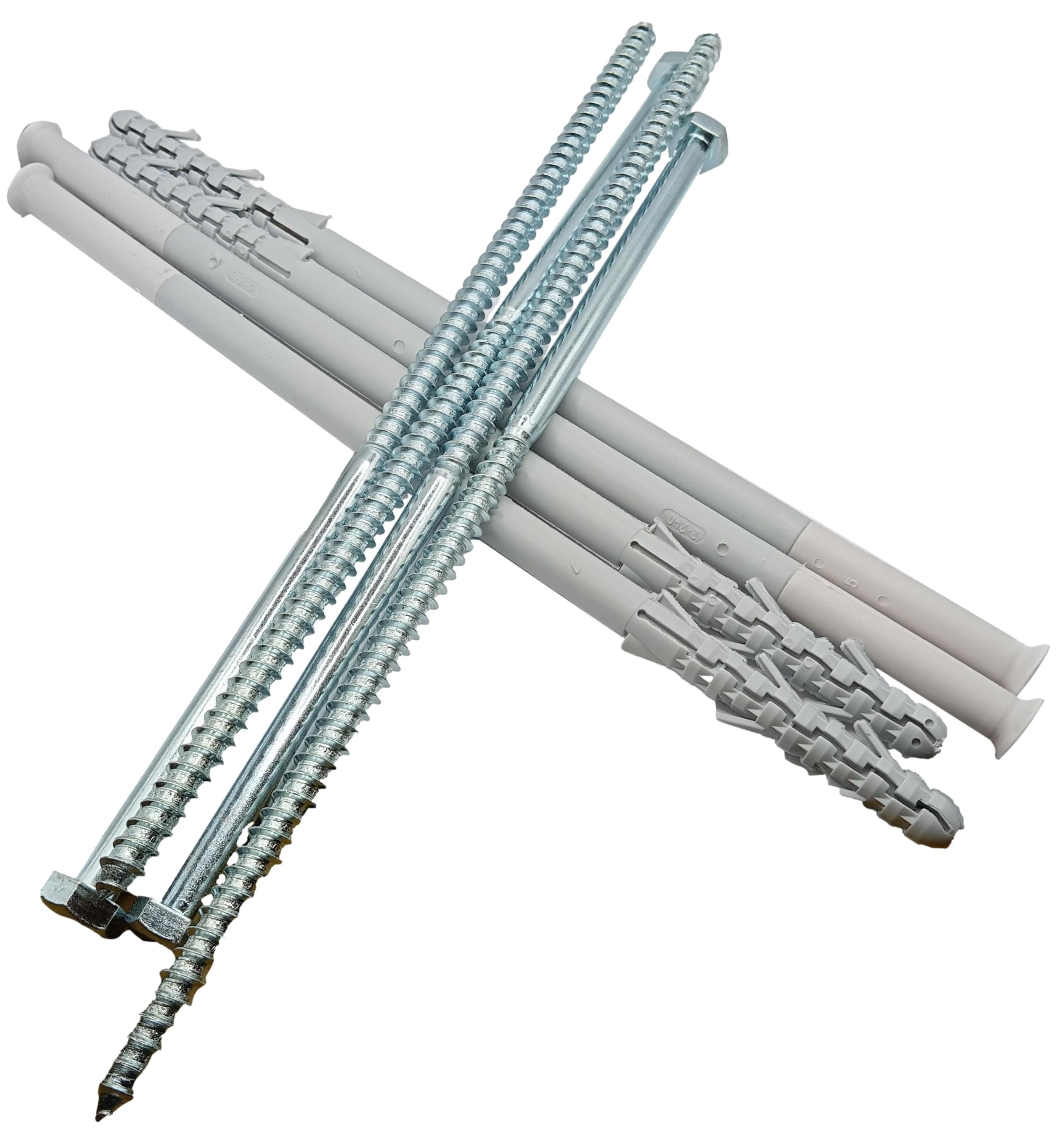 Lot de 10 ancrages muraux robustes pour vis tire-fond 10 x 300 mm avec chevilles en plastique de 12 x 300 mm, fixations solides pour brique, béton et pierre 30,5 cm