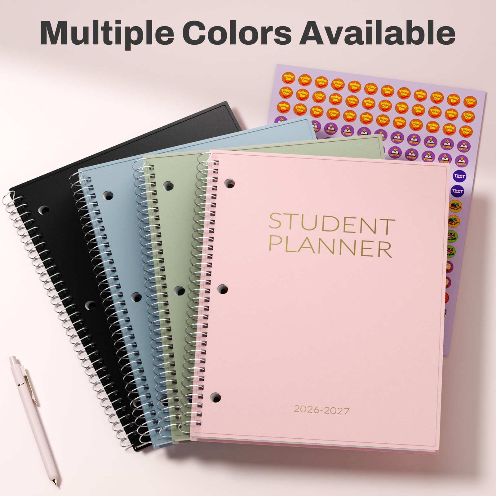 SUNEE Agenda scolastica 2026-2027, agenda scolastica media o superiore per accademico luglio 2026 - giugno 2027, 21,6 x 27,9 cm, con copertina impermeabile in PVC, perforato a 3 fori, segnalibro