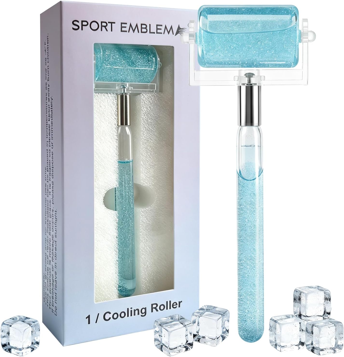 Ice Roller for Face-Facial Beauty Roller for Women Puffy Face Eyes &Portable Cold Hot Skin Care Tools for Reduce Puffiness Cooling Face Roller Massager-Glitter Blue