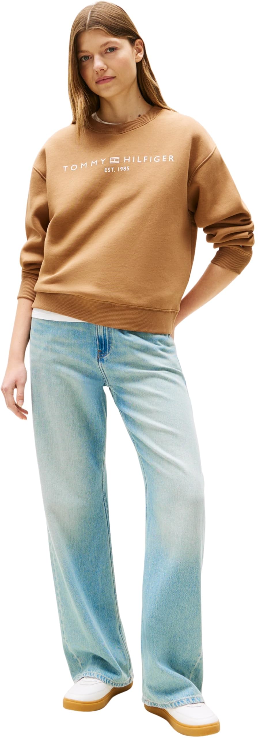 Tommy Hilfiger Sudadera Mujer sin Capucha, Marrón (Hickory), M