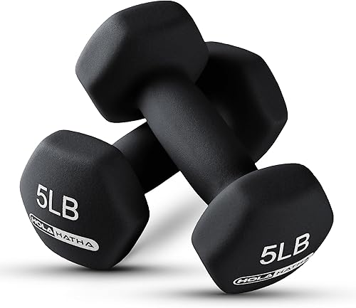 Miniatura 8 de HolaHatha - Juego de mancuernas de neopreno y estante para entrenamiento en casa, 76 lb, negro