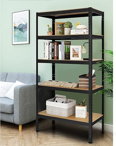 Miniatura 5 de Tangkula Estantes de almacenamiento de 72 pulgadas, estante de garaje de 5 niveles con marco de acero resistente, estantería de almacenamiento