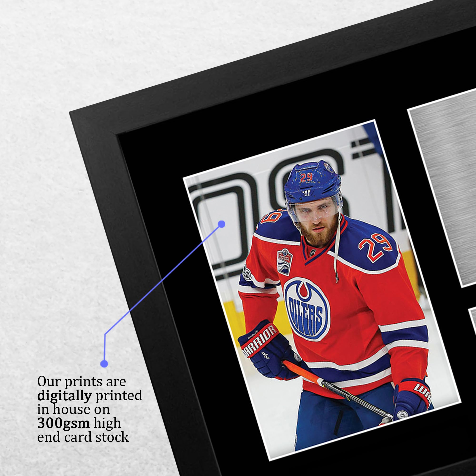 HWC Trading Leon Draisaitl Edmonton Oilers Geschenke Gedrucktes Signiertes Autogramm Foto für Eishockey Anhänger and Fans - A4 Gerahmt