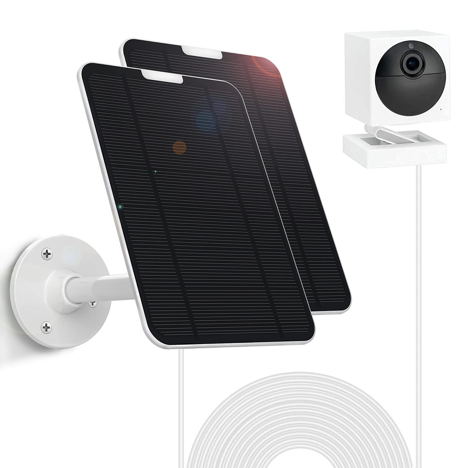 [2021 Version ]4W 5V Solar Panel Compatible with Wyze Cam Outdoor Only, Includes Secure Wall Mount, 13.1ft Power Cable (2-...