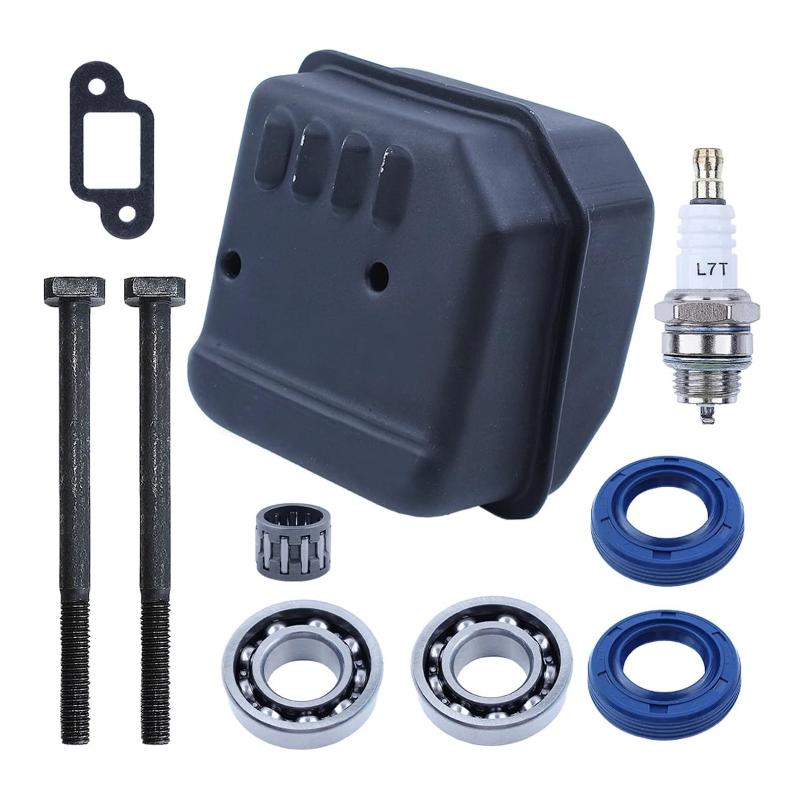Silenziatore di Scarico for MS180 MS170 018 017 Kit Guarnizione Cuscinetto Albero Motore for bullone silenziatore, Candela, Cuscinetto ad Aghi