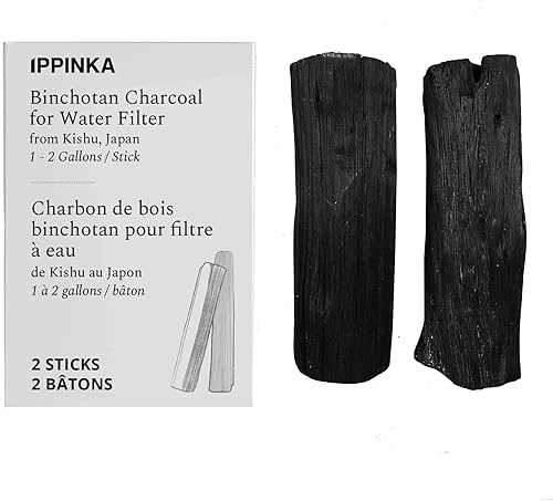 Binchotan Charcoal de Kishu, Japón - Barras purificadoras de agua para agua de gran sabor, 2 varillas, cada barra filtra 1-2 galones de agua