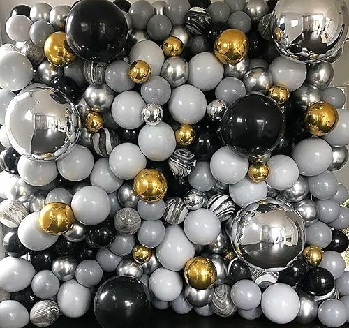 Miniatura 2 de KALOR 10 globos de Mylar negros de 22 pulgadas, globo grande 4D redondo gigante de aluminio globos metálicos de espejo grande para fiesta de