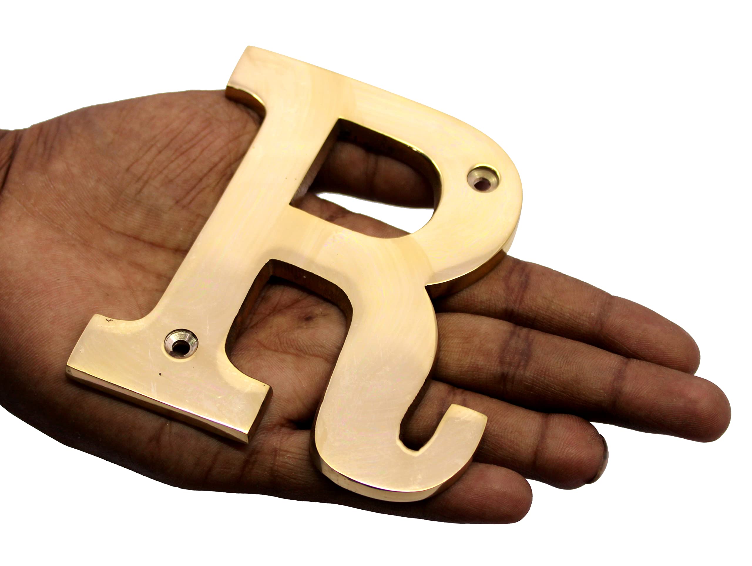 eSplanade Brass House Hotel Door Alphabets - Wall Door Plaque - 4" Inches - Alphabet "A" ("R" Alphabet- 4")