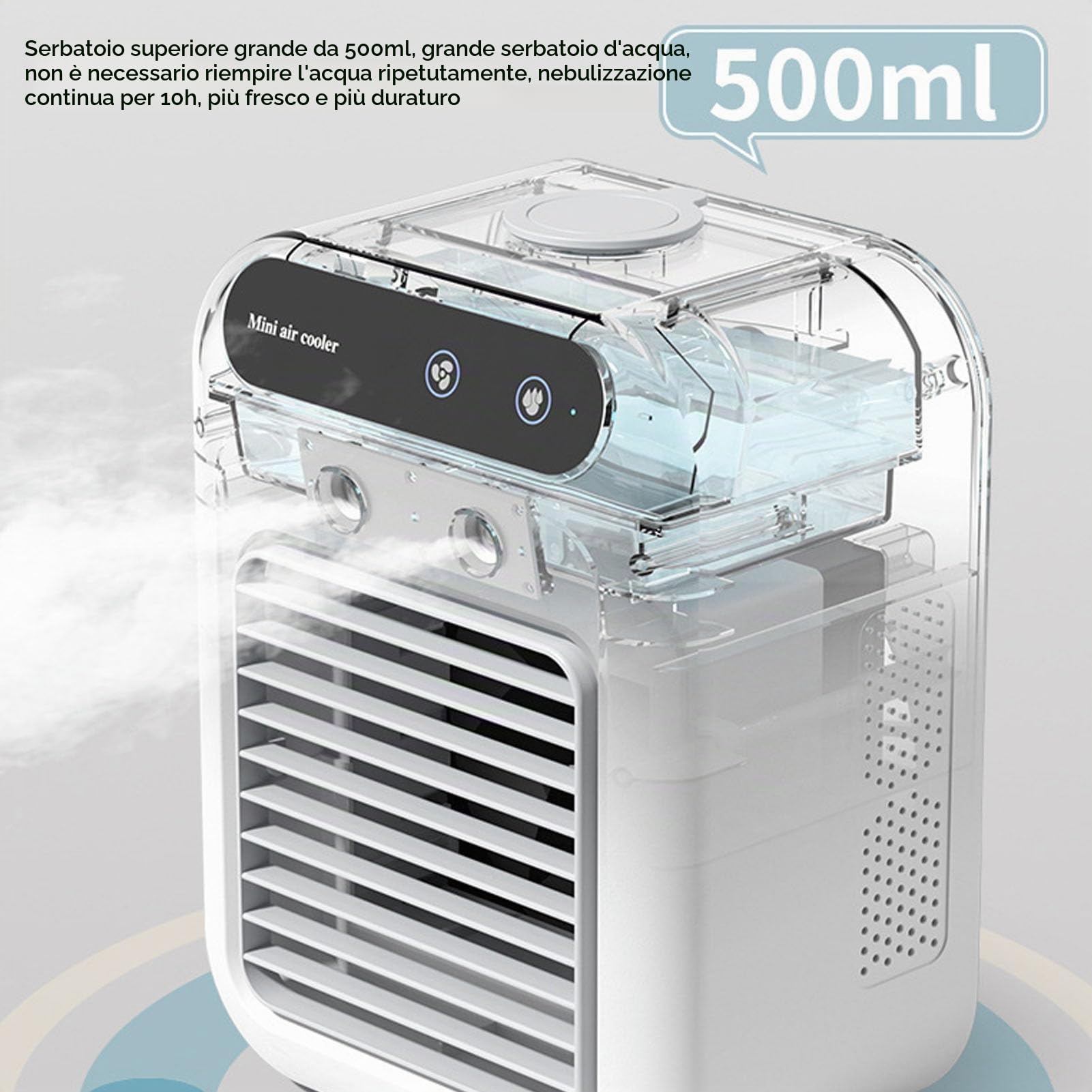 Ejoyous Aria condizionata, mini climatizzatore portatile 4 in 1, umidificatore da tavolo con serbatoio dell'acqua da 500 ml