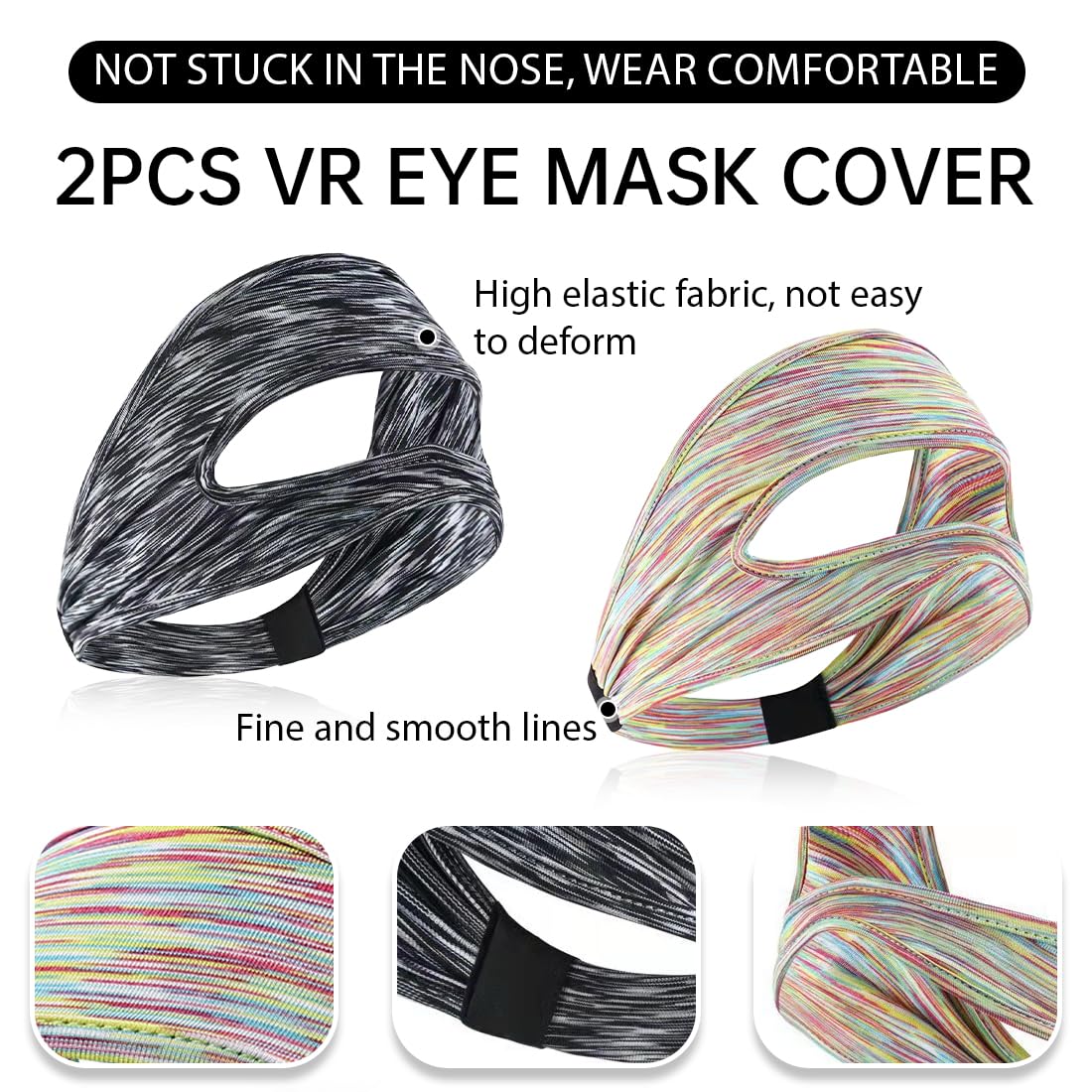 2 Pezzi VR Maschera per Occhi per Meta Quest 3/Quest 3S, VR Traspirante Maschera, Lavabile VR mascher, per PS VR2/Meta Quest Pro/Meta Quest 2/Oculus Quest 2/HTC Vive (Grigio+Colore)