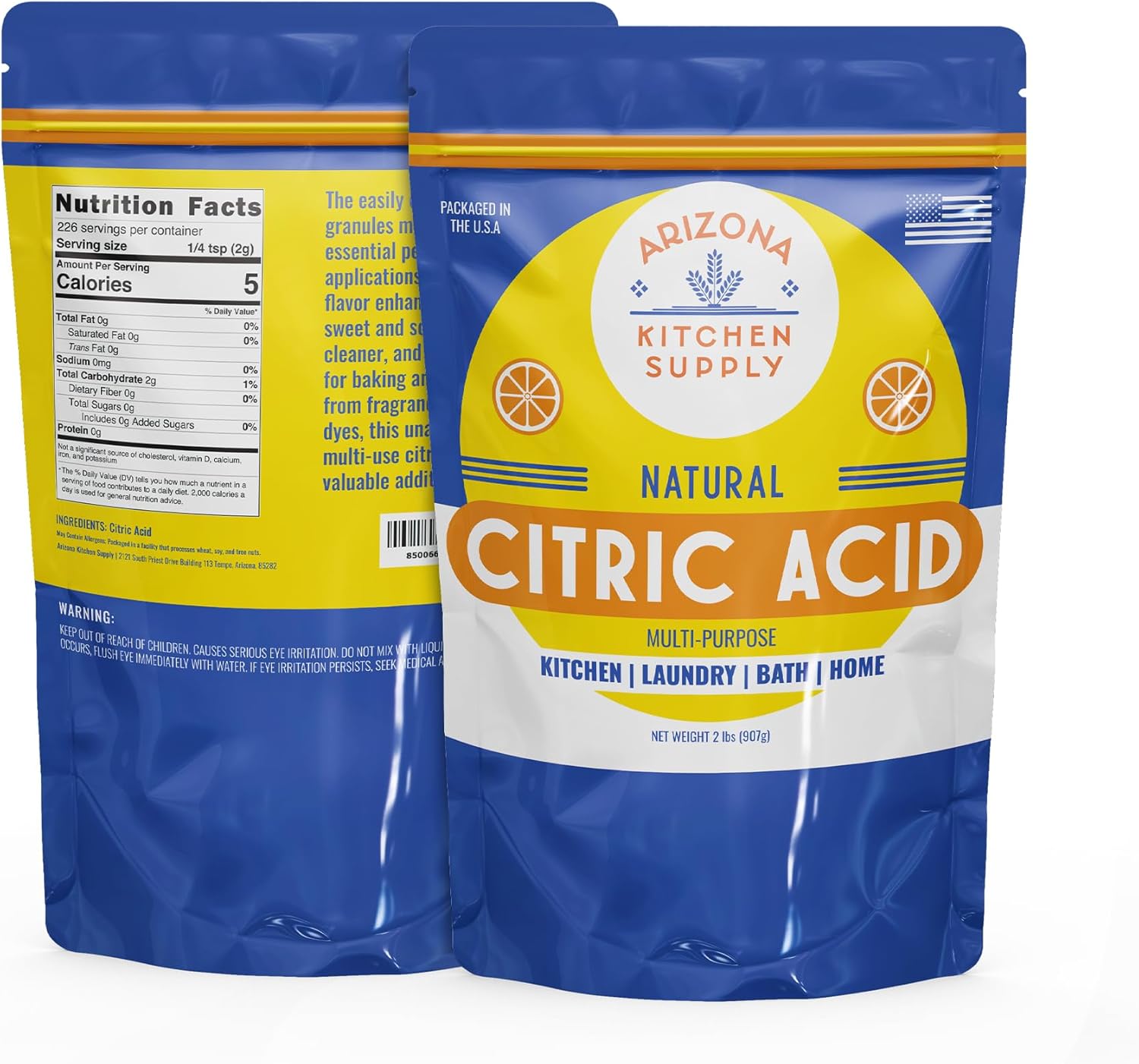 Food Grade Citric Acid – 2 lb – Premium, Versatile Ingredient for Cooking, Canning & Cleaning – Food Safe Quality for Flavor Enhancement and Household Use Food Grade Citric Acid – 2 lb – Premium, Versatile Ingredient for Cooking, Canning & Cleaning – Food Safe Quality for Flavor Enhancement and Household Use