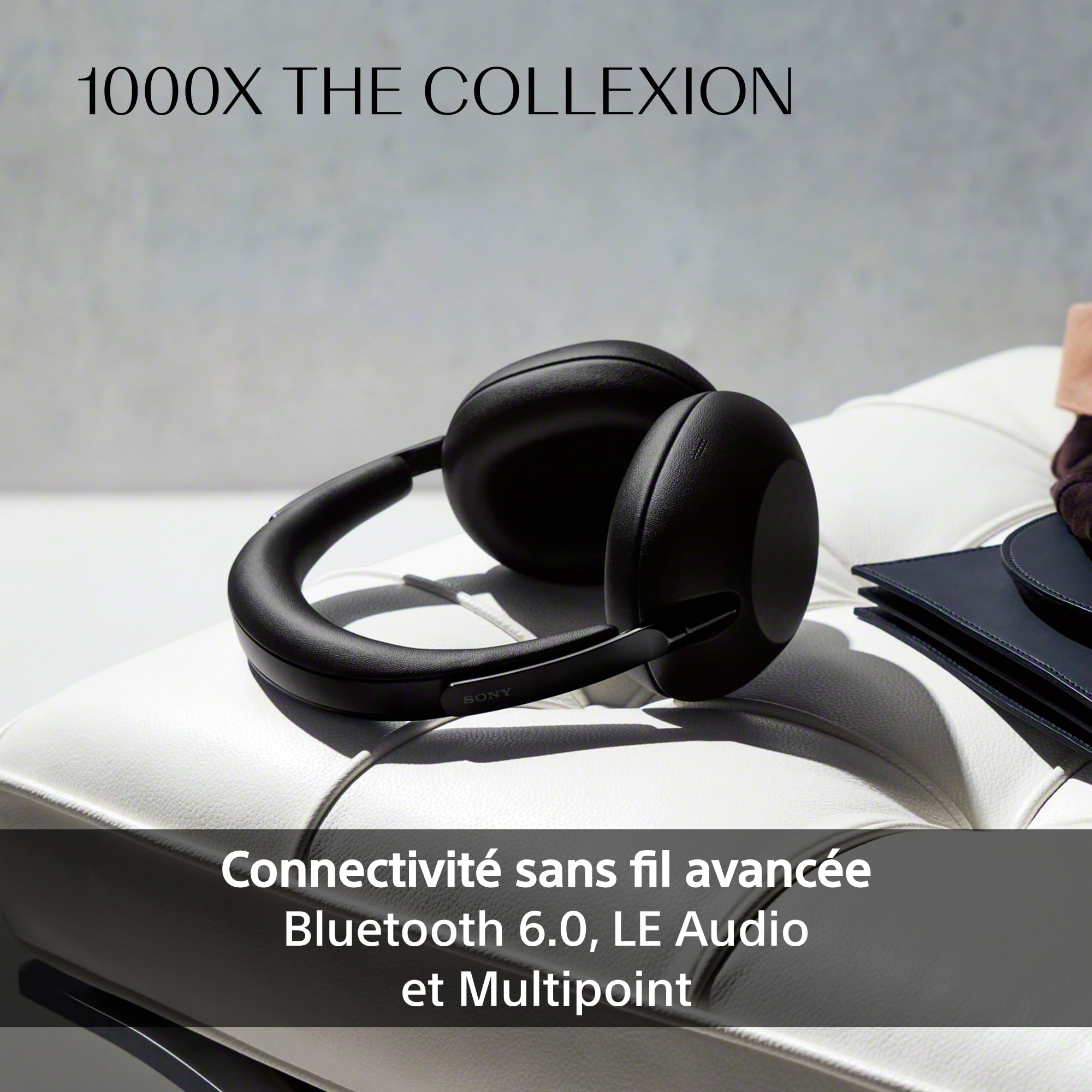 Casque Bluetooth sans fil de luxe SONY 1000X THE COLLEXION, son haute résolution de qualité studio, réduction de bruit haut de gamme, audio spatial 360°, étui résistant, compatible iOS et Android–Noir
