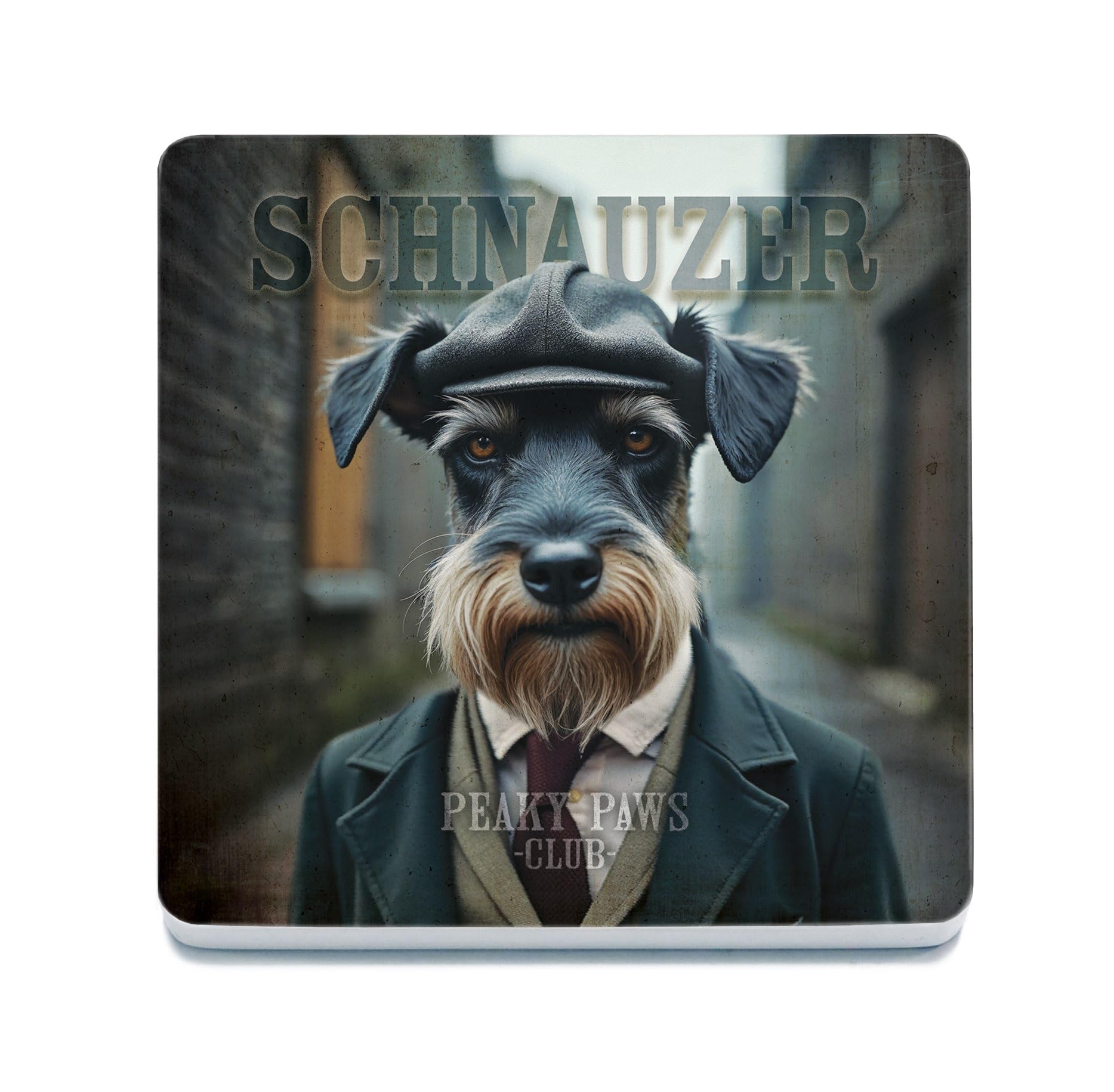 The Original Metal Sign Schnauzer Decorative Coaster (10 X 10 Cm) - Peaky Paws (Schnauzer)