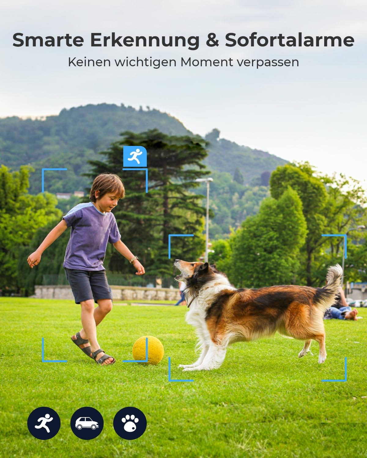 Reolink 4K Überwachungskamera Aussen Akku Kabellos, Farbnachtsicht | KI Erkennung, 2,4/5GHz WLAN IP Kamera Outdoor mit Spotlight, Keine Monatsgebühr, Zeitraffer, 2-Wege-Audio, Argus 3 Ultra