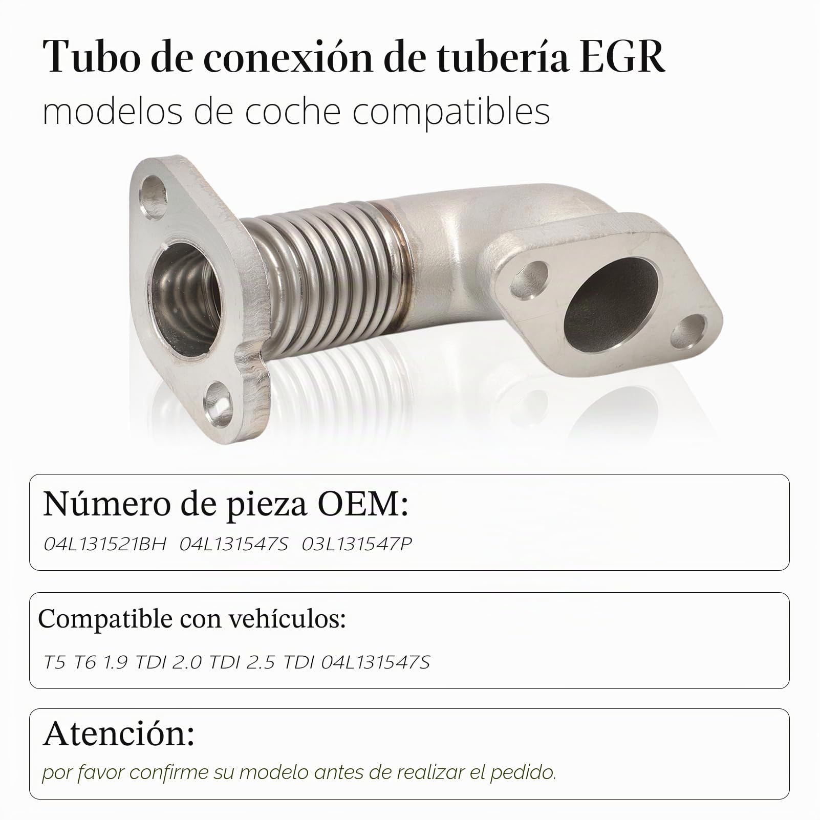 Tubo de conexión AGR para T5 T6 1.9 TDI 2.0 TDI 2.5 TDI AGR tubo de conexión 04L131521BH 04L131547S 03L131547P