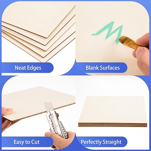 Miniatura 3 de Paquete de 12 hojas de madera contrachapada de tilo de 6 x 12 x 18 pulgadas - 0.118 in de grosor, hojas finas de madera de tilo, hojas de madera