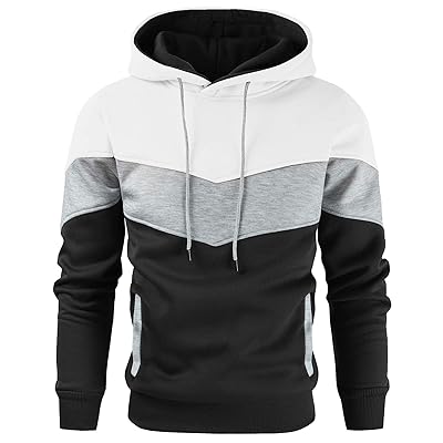Gesean Men's Novelty Color Block Pullover Fleece Hoodie Long Sleeve Casual Sweatshirt with Pocket