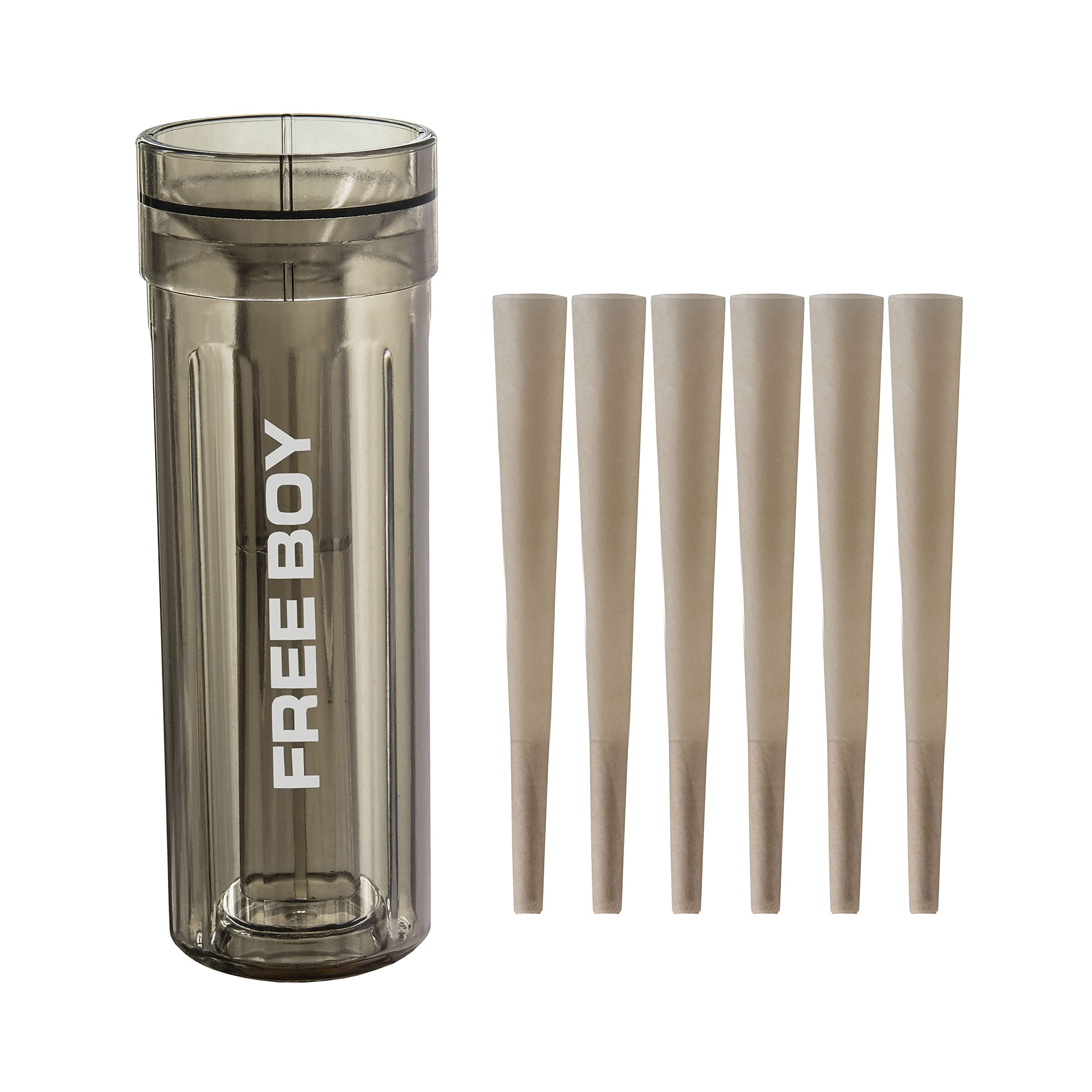 Free Boy Cone Loader–King Size Pre Roll Machine-Transparent Cone Loader,Stuffer,Filler - Includes 6 King Size Pre Rolled Cones (Black)