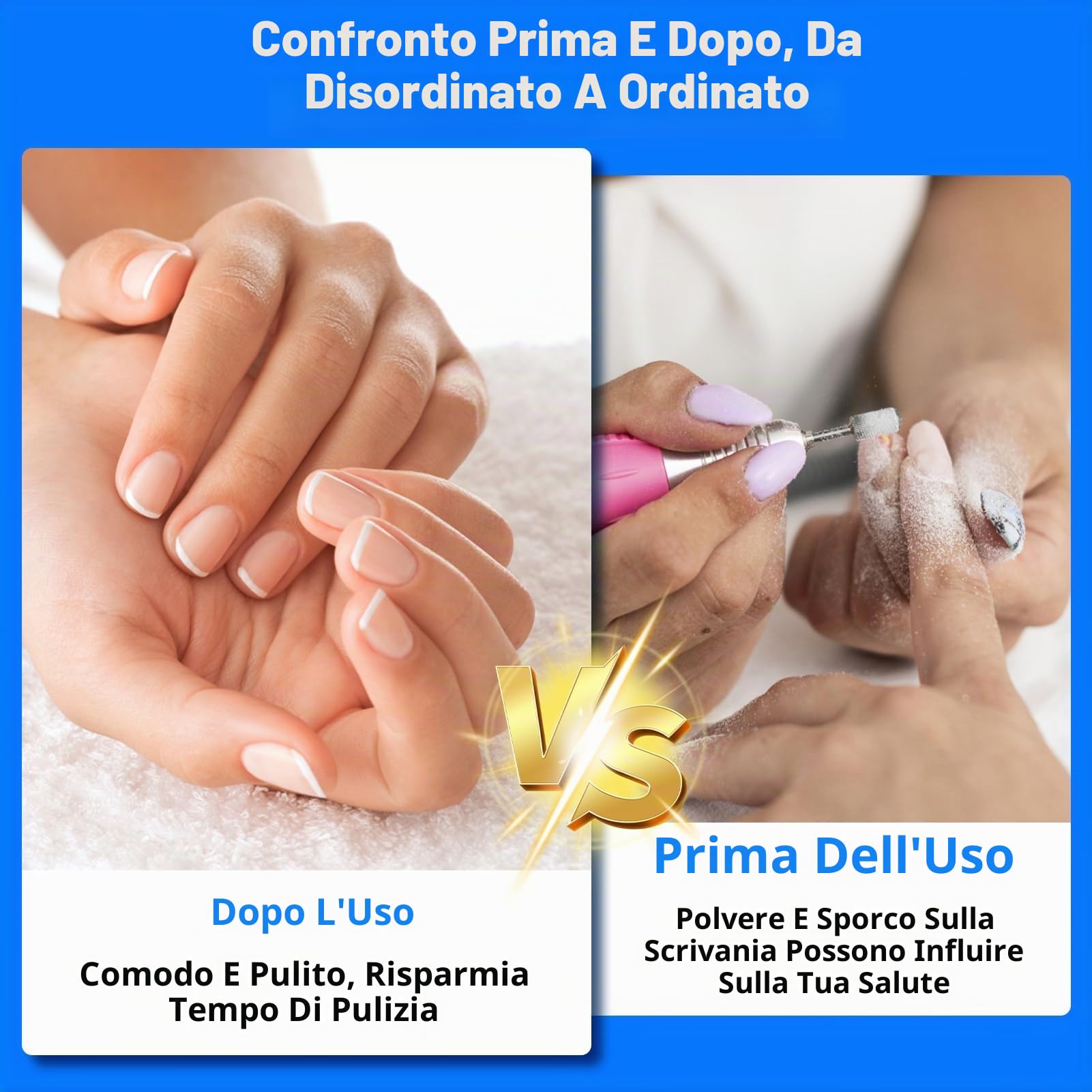 Aspiratore Unghie Aspirapolvere Professionale da Tavolo per Pedicure e Manicure, Salone Professionale 4 Ventole Potente Aspiratore per Unghie, Basso Rumore, Kit per La Pulizia delle Unghie