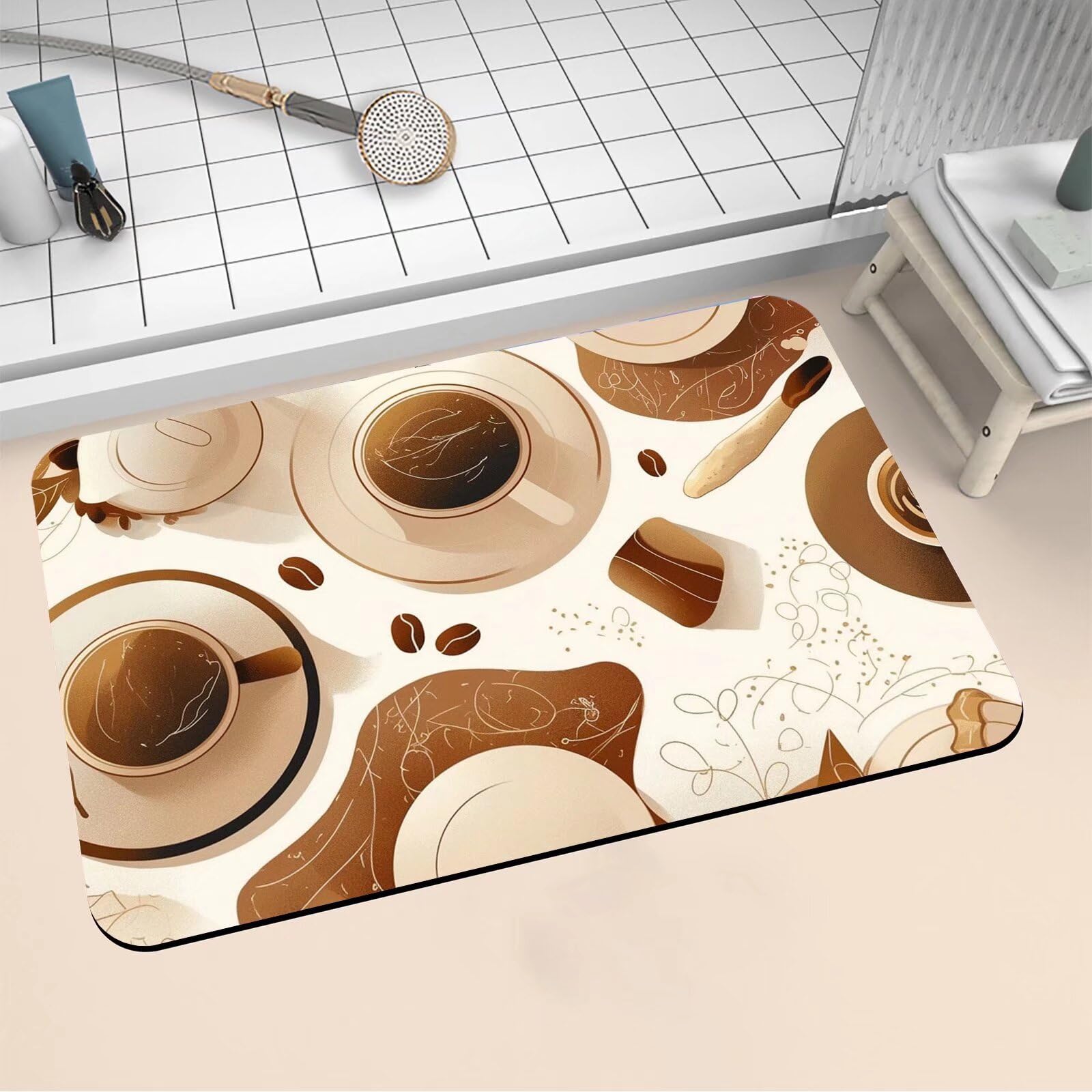 Alfombrilla ducha de secado rápido y diatomita absorbente 40x60cm para cocina