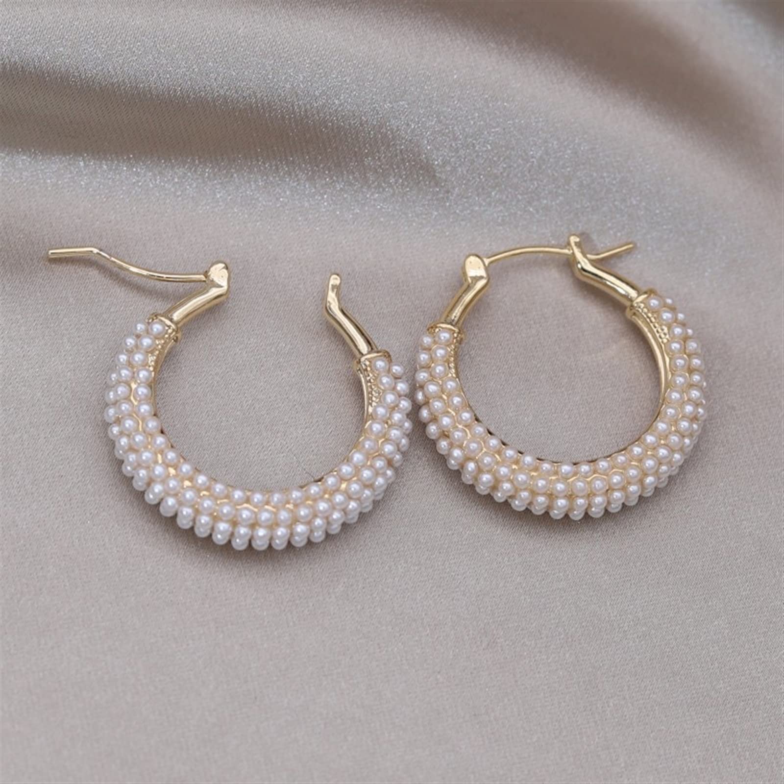 HJMMHX Pendientes de Mujer joyería de Moda chapados en Oro Hechos a Mano Pendientes de aro Redondos Elegantes Accesorios de Trabajo Diario para Mujer Pendientes