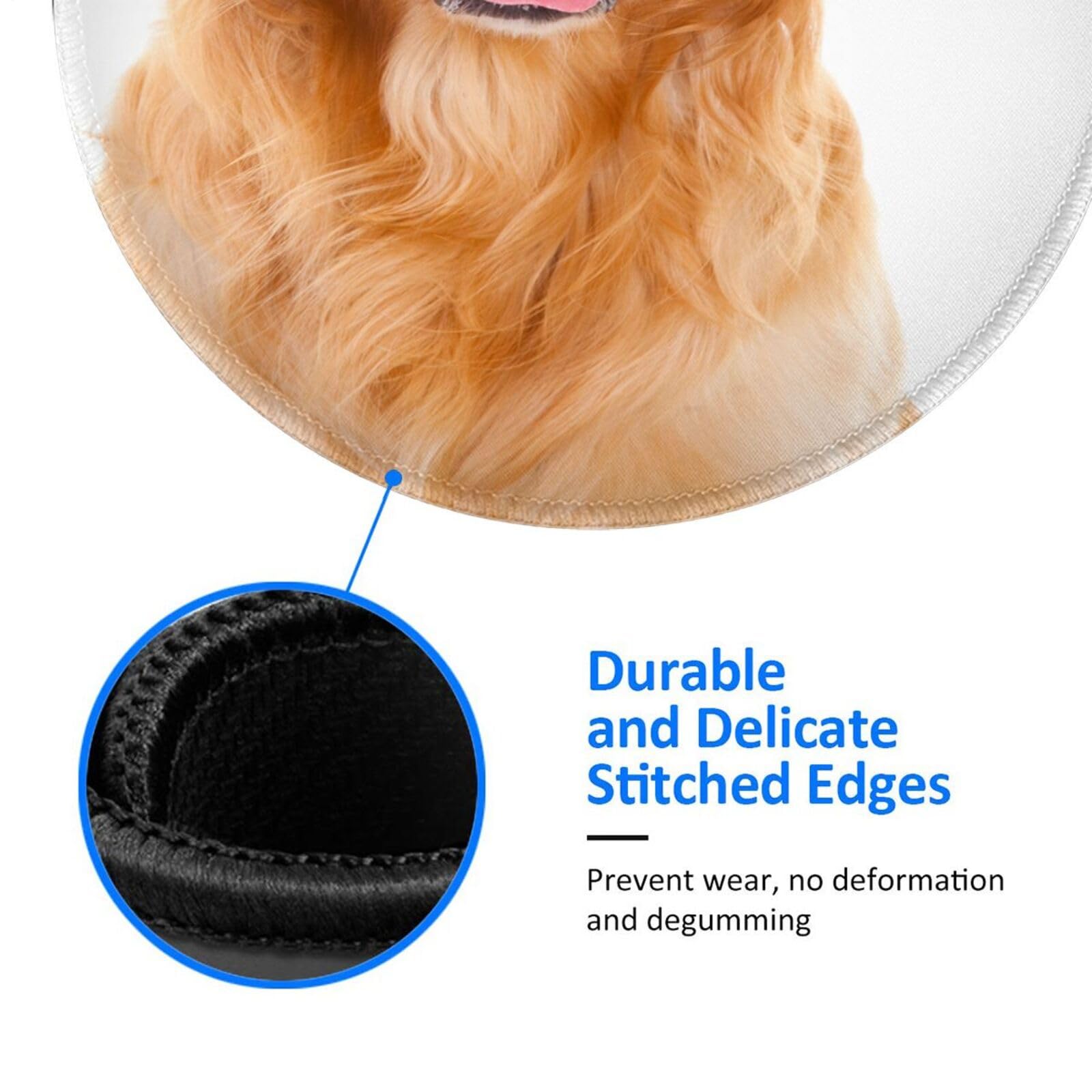 RUNMIND Tappetino per mouse rotondo, stampa Golden Retriever, tappetino per mouse piccolo con base in gomma antiscivolo, tappetino per mouse impermeabile da 8 pollici