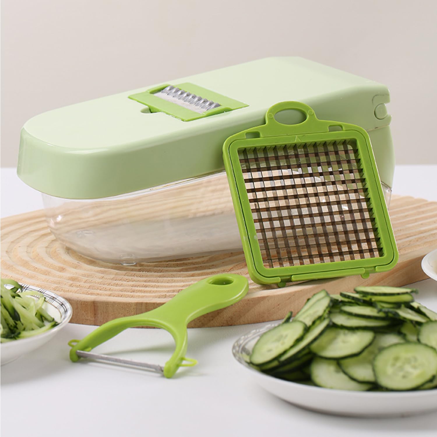 Cortador de verduras, mandolina – 16 en 1 multifuncional utensilio de cocina para cortar, rebanar, picar y rallar