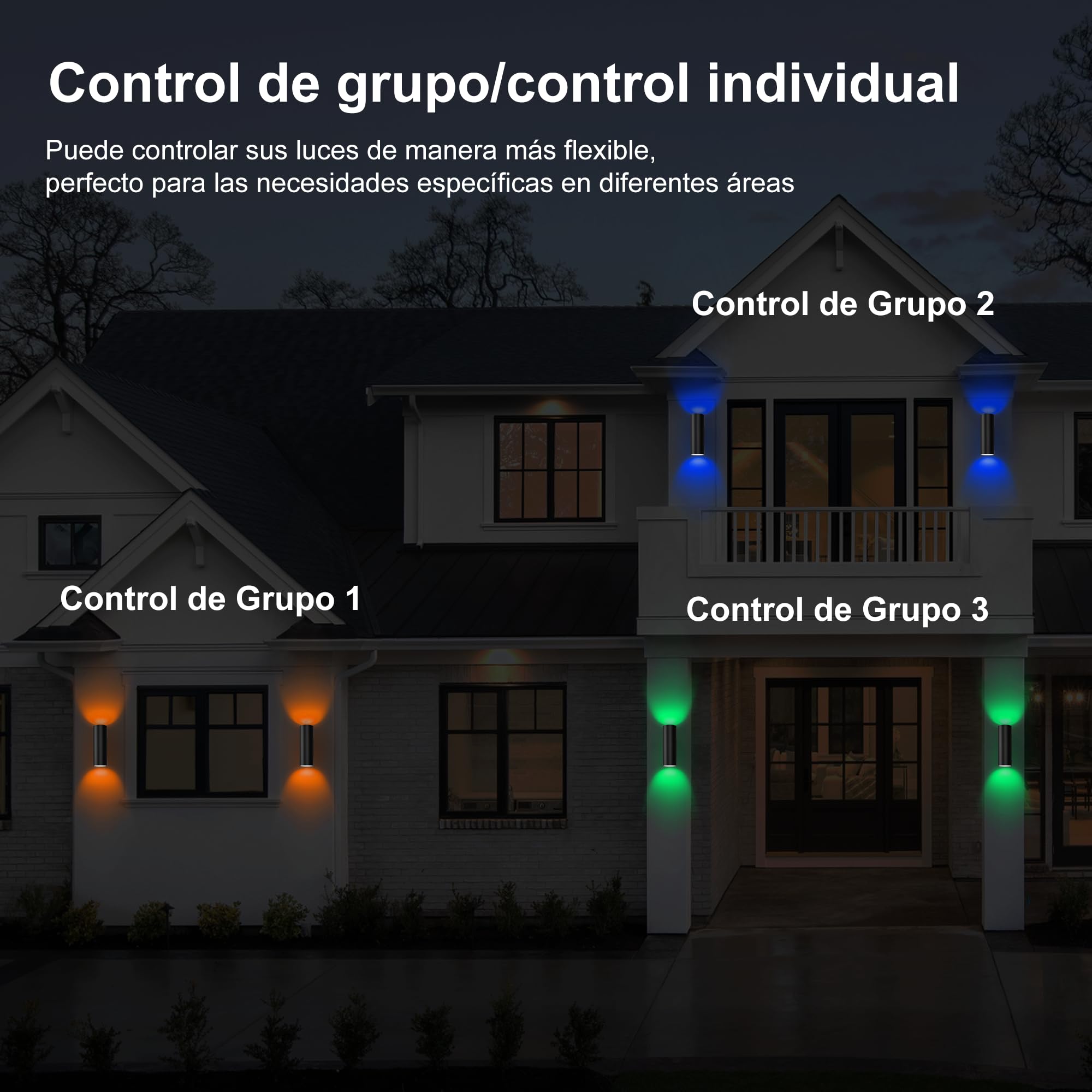 Smart RGB LED Außenwandleuchte Up Down, App & Fernbedienung, Farbwechsel 2700K-6500K dimmbar, IP65 wasserdichte Wandlampe für Außenbereich Garten Haus Wandbeleuchtung