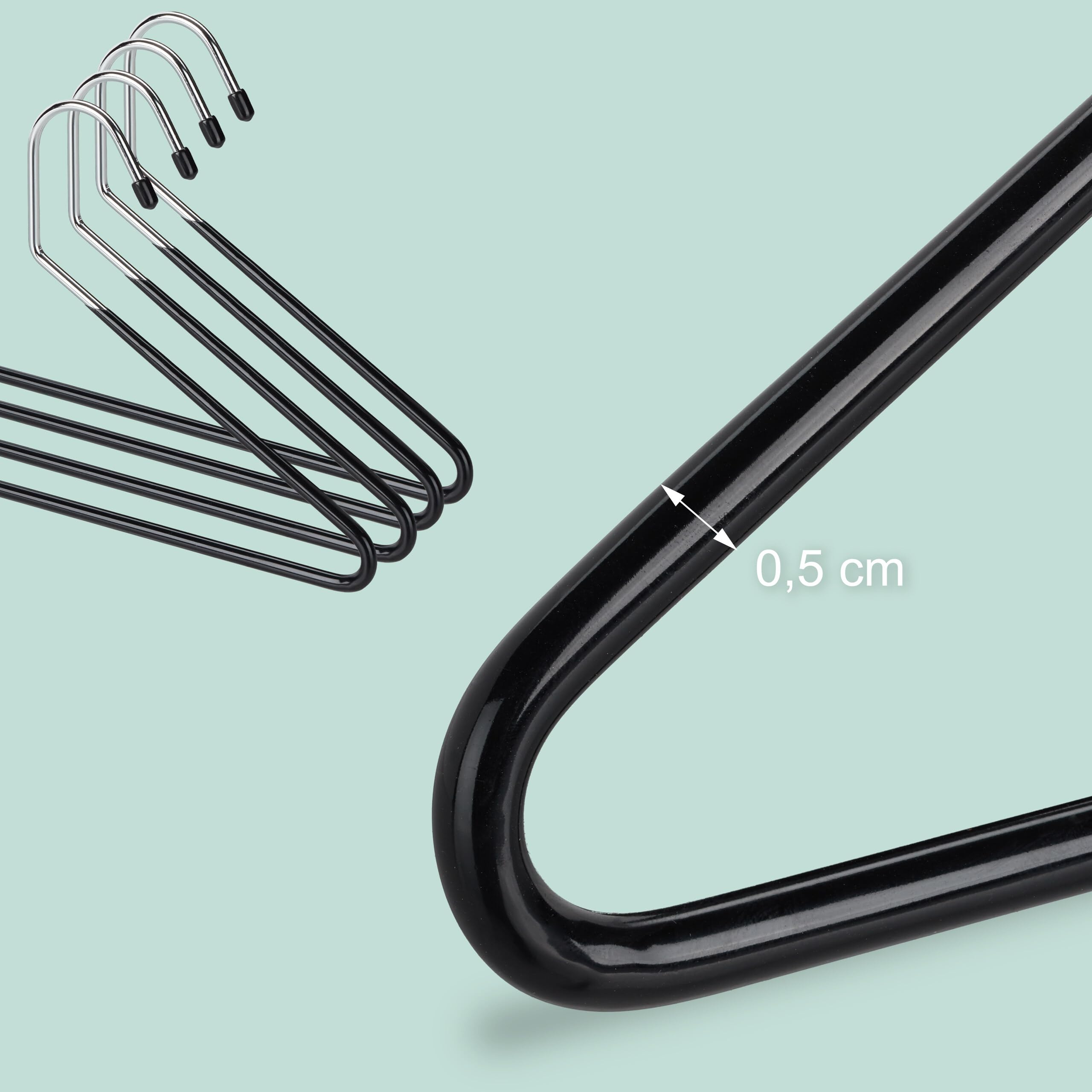 Relaxdays Set di 20 grucce per Pantaloni, S-Form, Antiscivolo, salvaspazio, Metallo, Argento/Nero