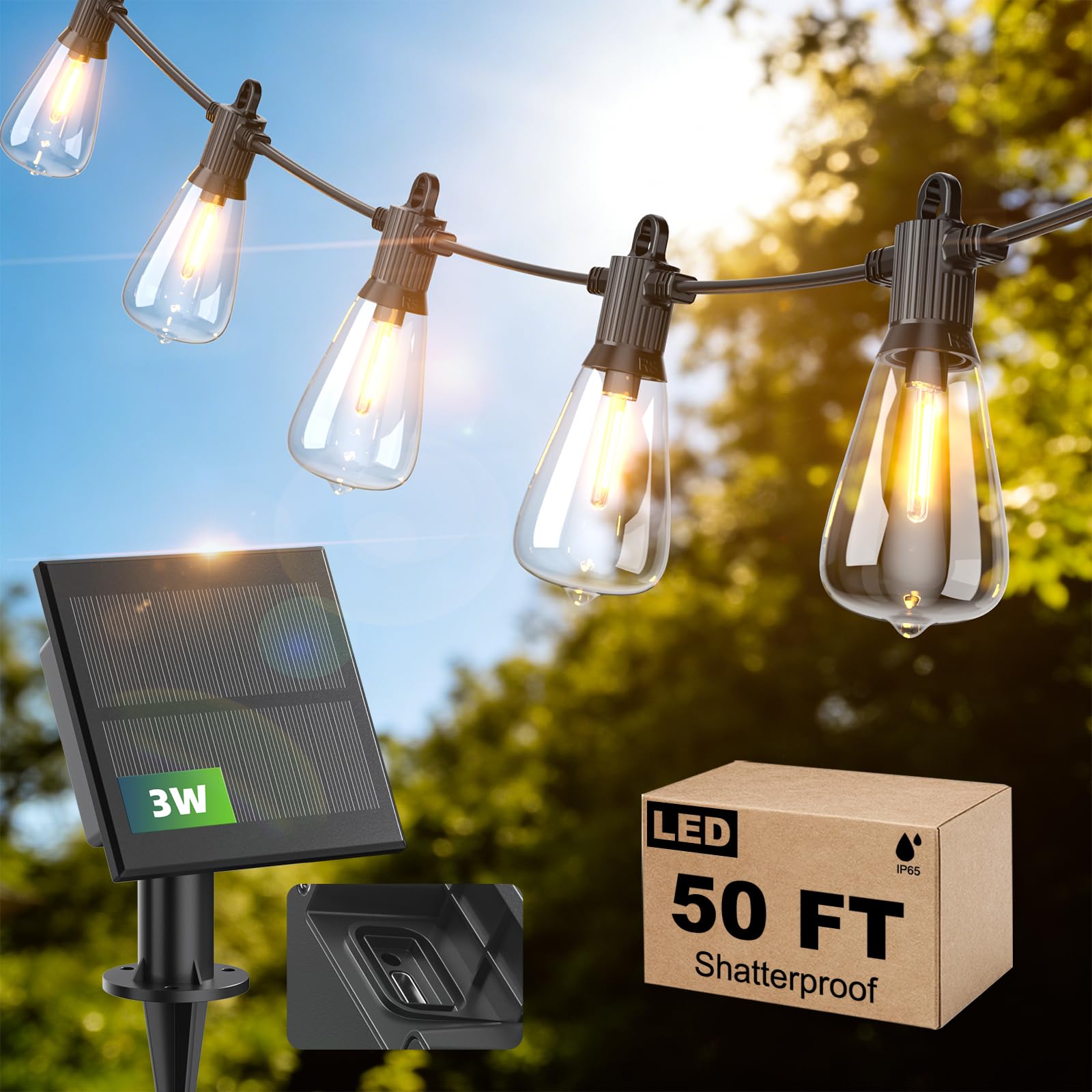 FOOMAN 50FT Solar String Lights