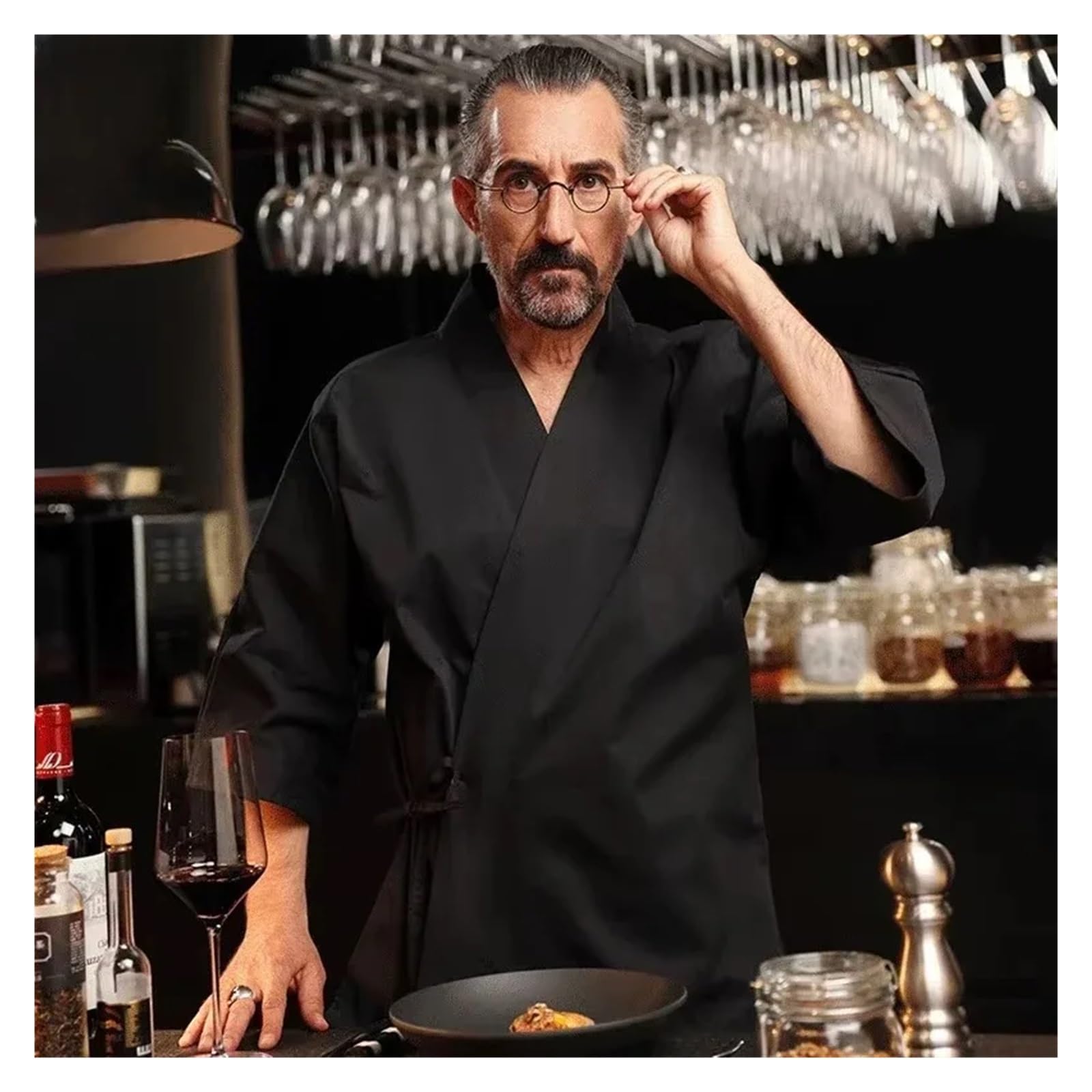 Chaquetilla Cocinero Hombre El Personal del Restaurante de Sushi USA Uniforme Chef Cocina Estilo té y Han