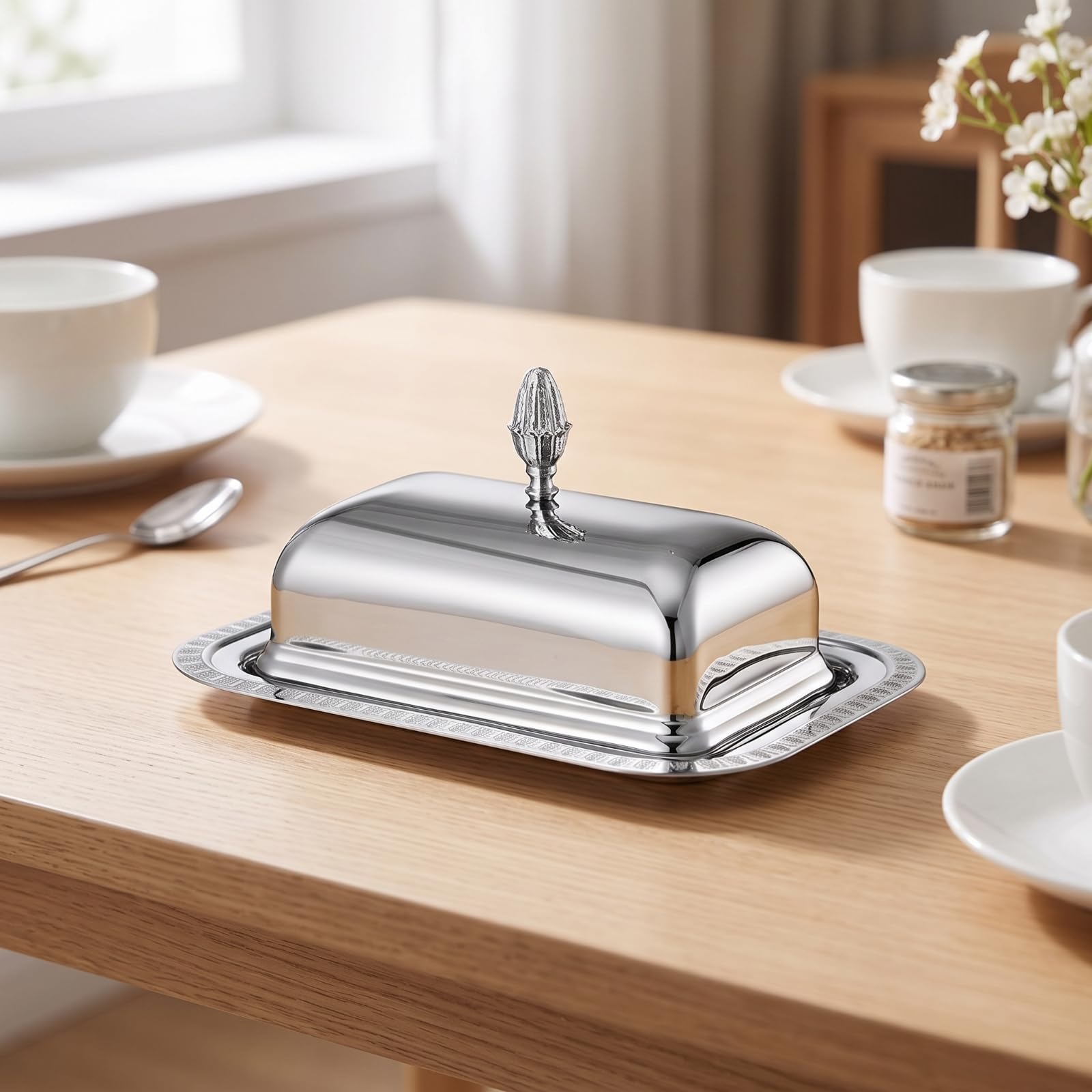 Mantequillera con Tapa Multifuncional Mantequillera Acero Inoxidable Sellado Recipiente para Cocina
