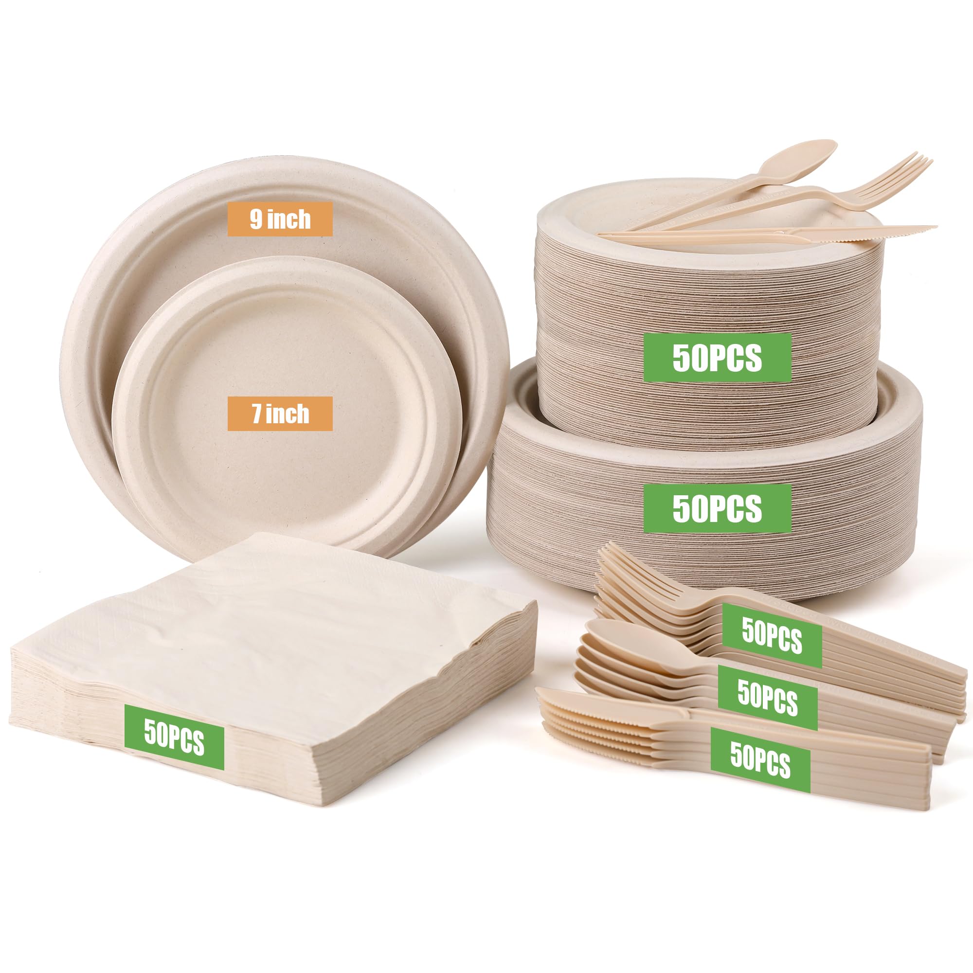 Eco-Friendly Disposable Plates - 300 Pack -1