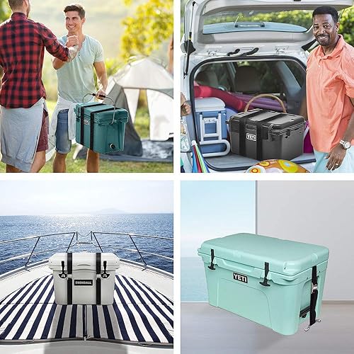 Miniatura 7 de Cooler Tie Down Kit SS 316 Cam Buckle Correas de amarre para Yeti RTIC y otros enfriadores universales, correas de amarre más frescas seguras para