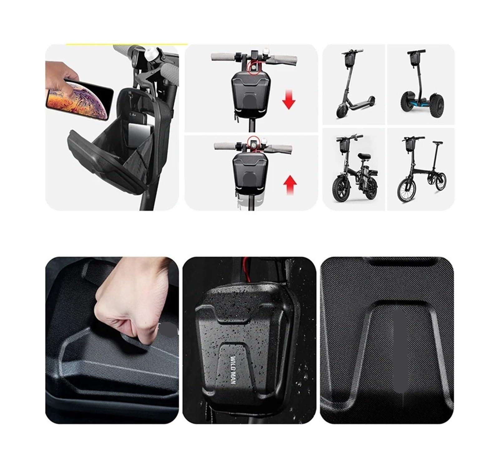 Borsa da bicicletta con guscio rigido in EVA da 1 pezzo | Conserva gli oggetti essenziali for il ciclismo.(TS9-2.5L)