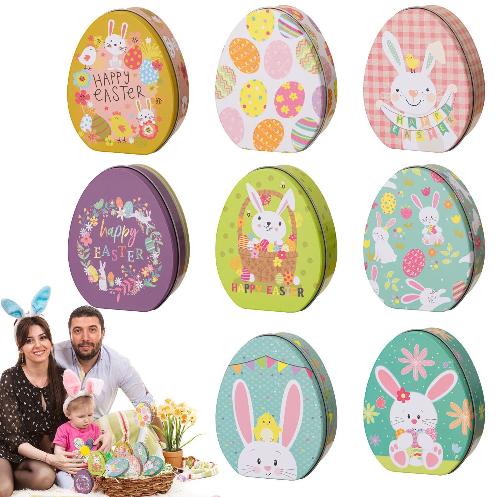 Bunny Candy Jar, Wielkanocne Candy Canister Zestaw 8 słodyczy cukierków w