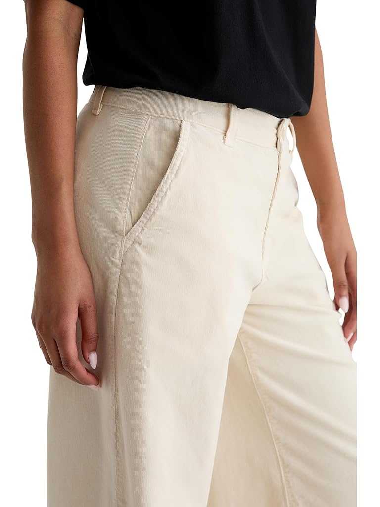 White AG Stella Mid Rise Wide Leg Palazzo Pant In Opal Stone