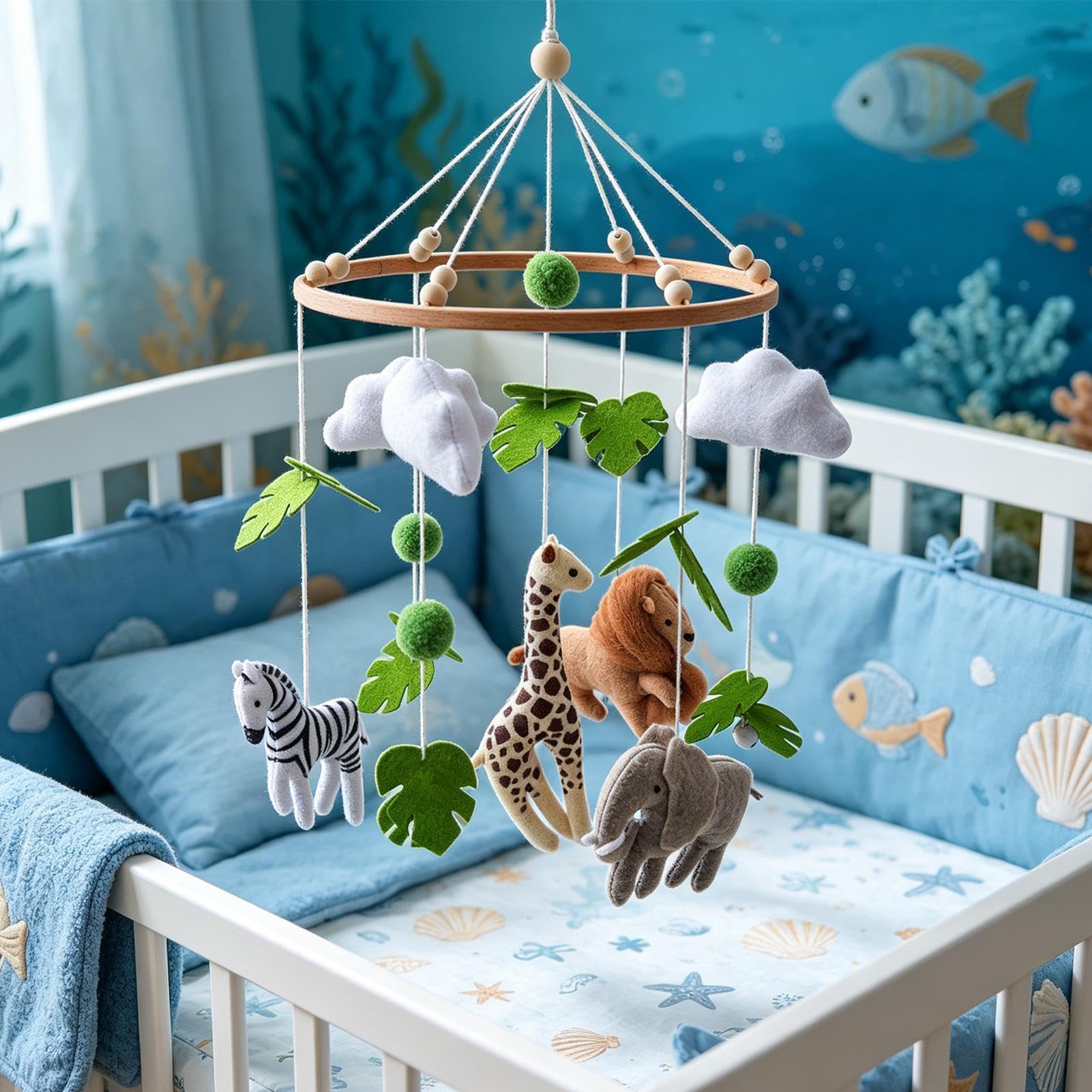 Mobile rilassante per bambini, a tema animali, decorazione per la cameretta dei bambini, per culla, lettino, camera da , giochi per bambini, ragazze e