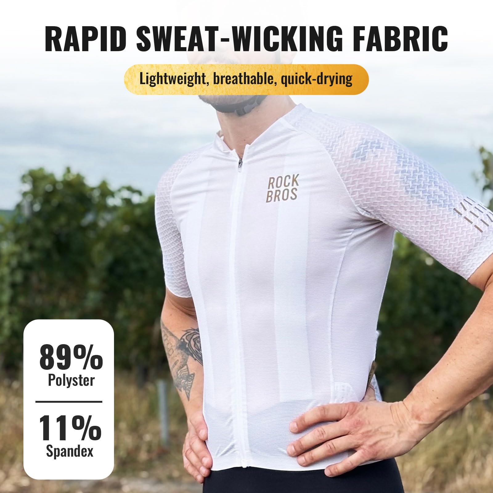 ROCKBROS Koszulka rowerowa męska/damska z krótkim rękawem, triko kolarskie, szybkoschnące, odzież rowerowa oddychająca do kolarstwa szosowego i MTB