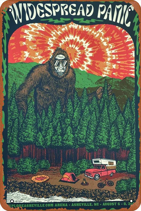 Widespread Panic - 2021 Status Serigraph poster Asheville, NC Retro Tin Sign Funny Wall Art Decorations for Pub Restaurants Cafe Club Plaque Man Cave Wall 8x12 Inch