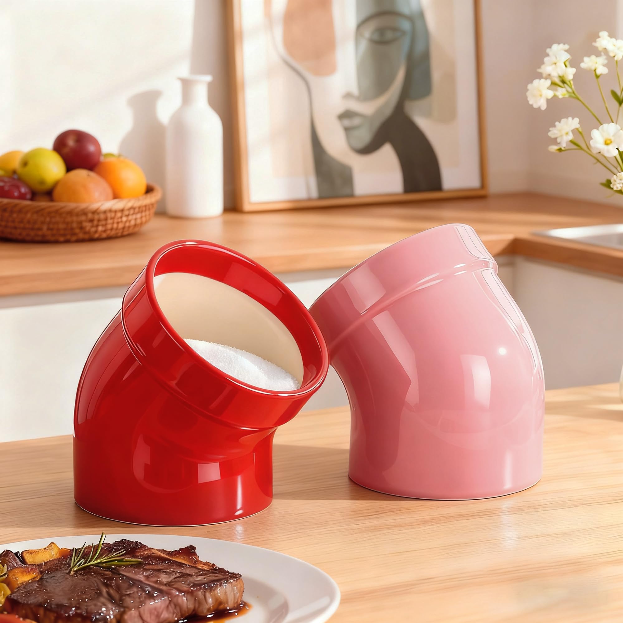 Pink Ceramic Salt Cellar - Dishwasher Safe -2