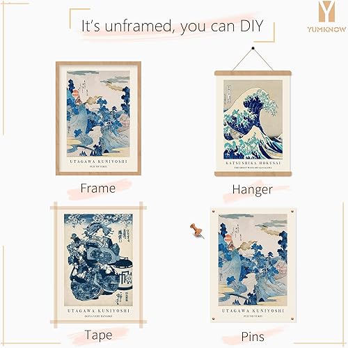 Miniatura 7 de Arte de pared japonés  Póster estampado de la gran ola Hokusai  Decoración clásica de pared Kanagawa  Decoración japonesa para el hogar  Imágenes