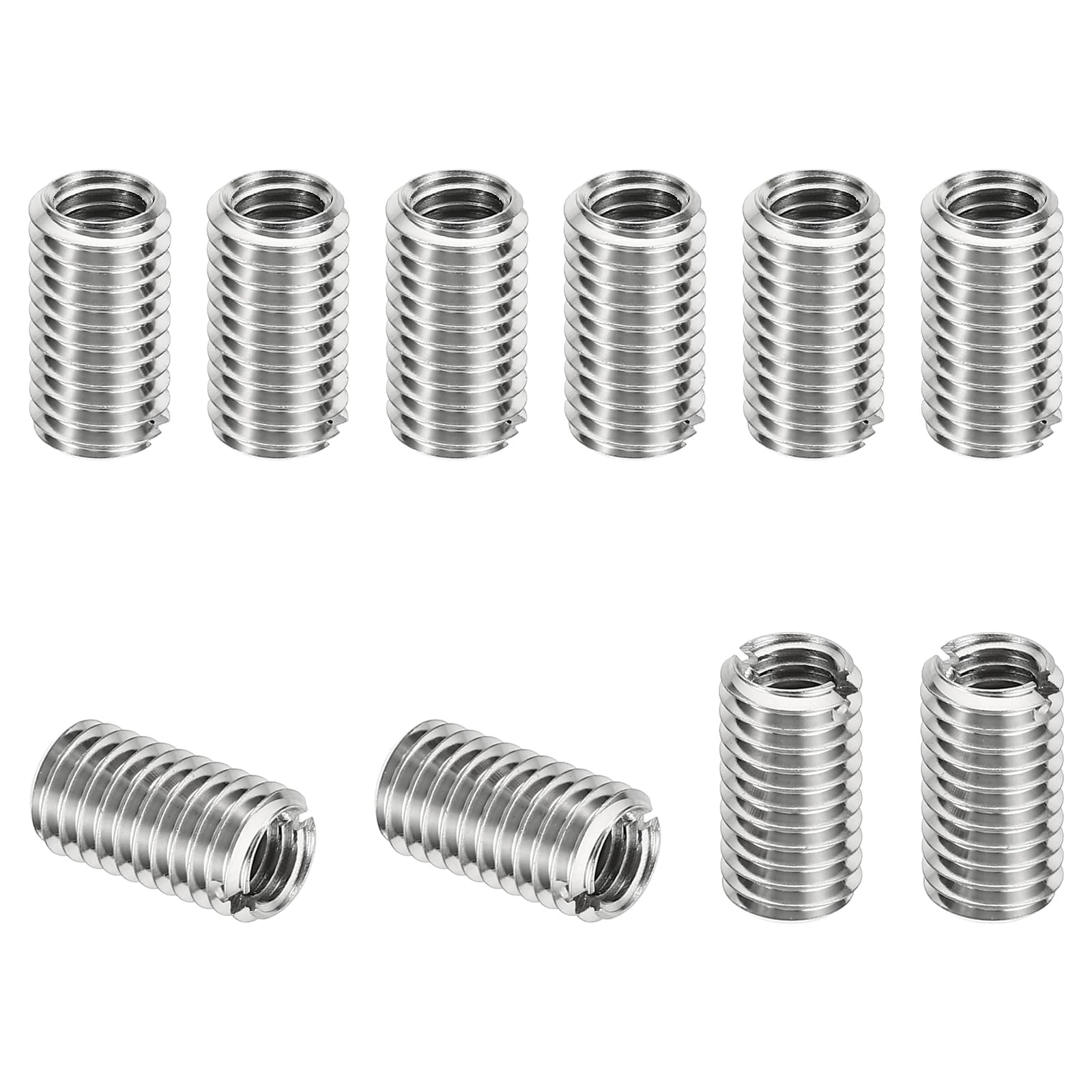 TOP-VIGOR 10 Pcs Thread Adapters Sleeve Reducing Nut, M8 x 1.25 Male to M6 x 1 Female Repairing Insert Nut Screw Reducer 303 Stainless Steel for Metal & Automotive Fixes (15mm Long) — image 1
