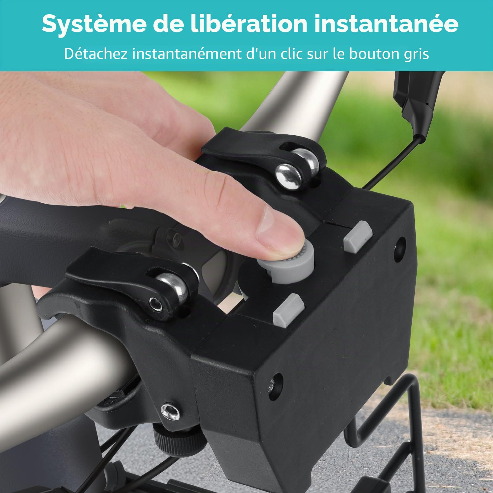 Support en forme de L Φ55 mm, accessoire de vélo pour animaux de compagnie, matériau POM et métal, capacité de charge maximale 10 kg
